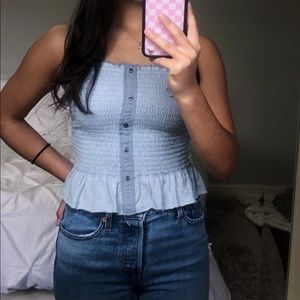 button and peplum tank top